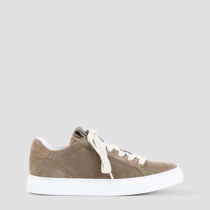 Suede Leather Sneakers Brown Rubber Shoe