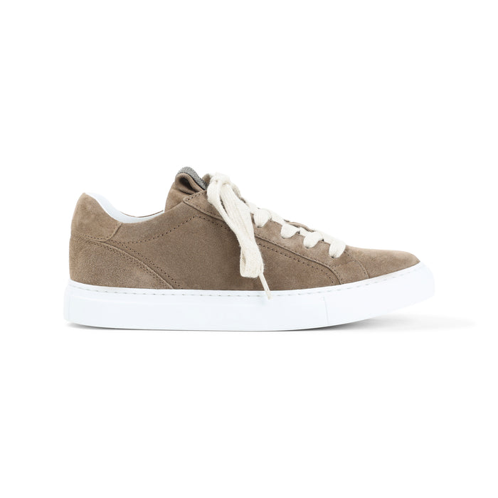 Suede Leather Sneakers Brown Rubber Shoe