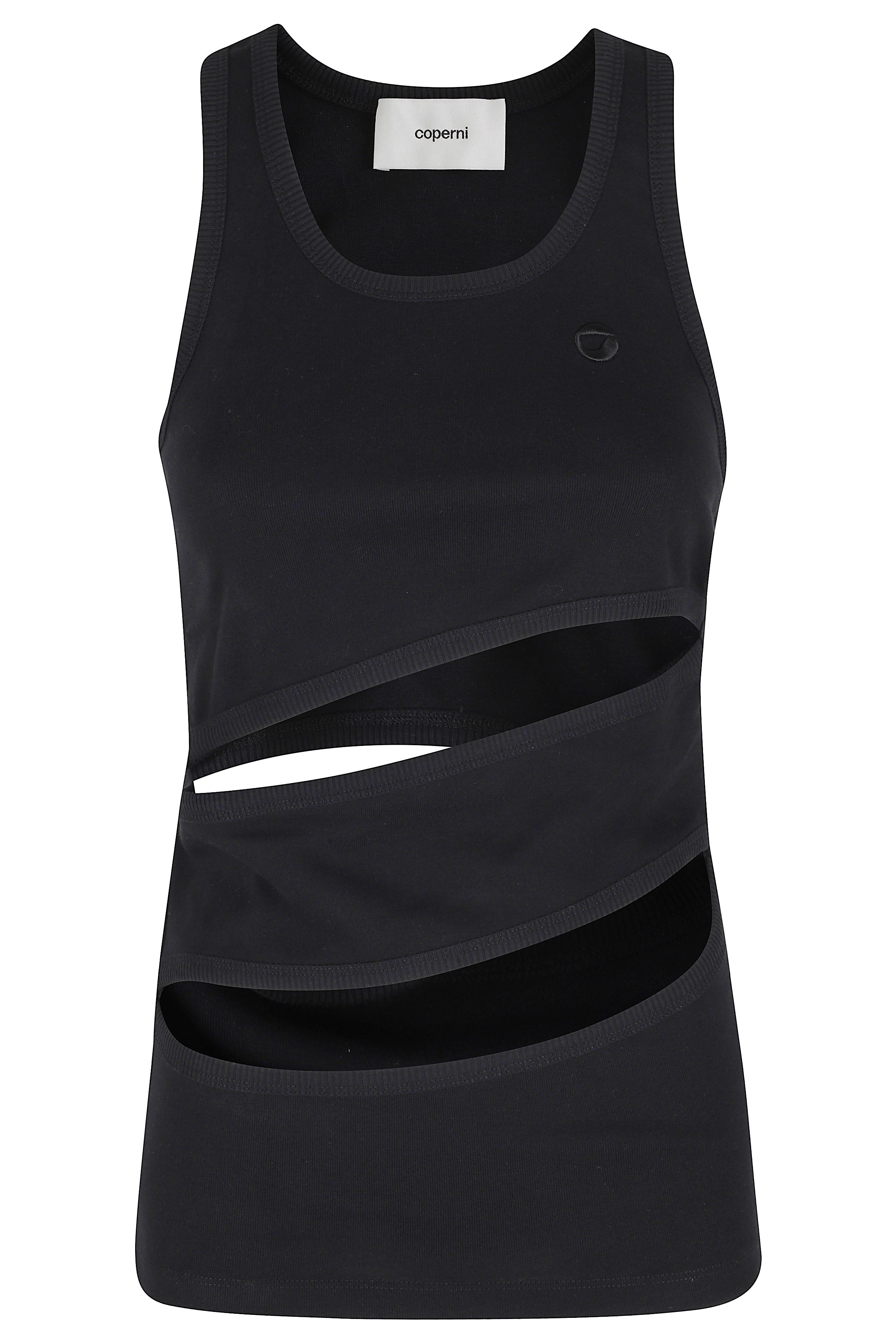 Spiral Tank Top Black Cotton