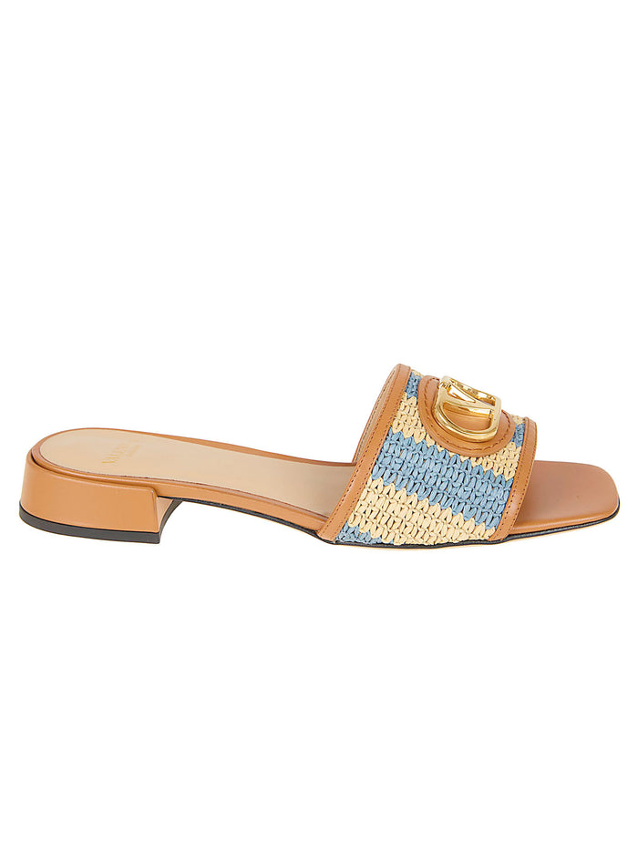Slide | Vlogo Signature T. 20 Crochet Rafia Stripes-vitello-a. Brass L Nude & Neutrals Plppvi Calzature
