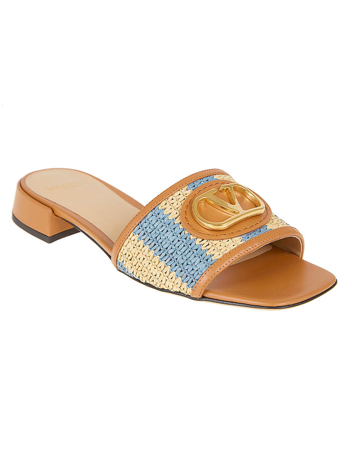 Slide | Vlogo Signature T. 20 Crochet Rafia Stripes-vitello-a. Brass L Nude & Neutrals Plppvi Calzature