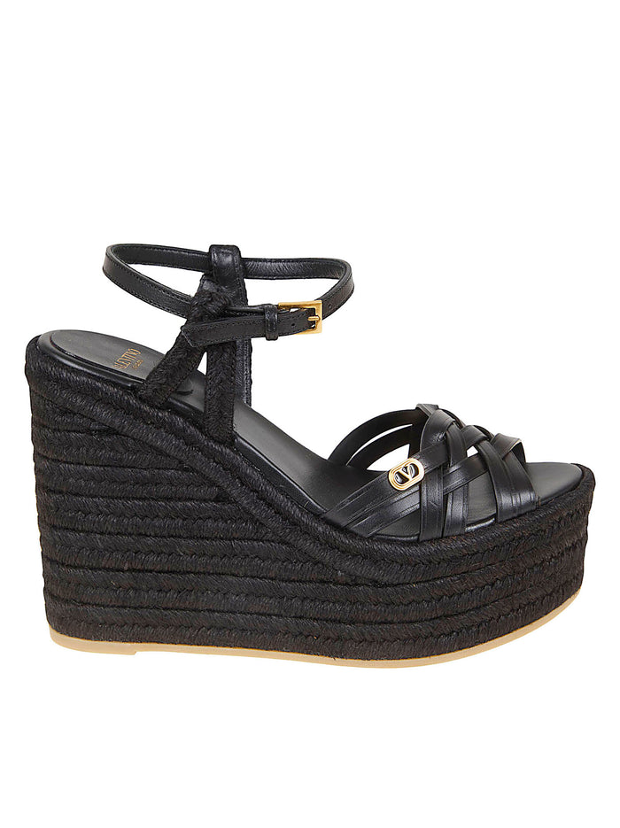 Wedge Espadrillas | Vg Bribri T. 50-120 Vacchetta-treccia Corda-vit.-a.brass Log Black Calzature