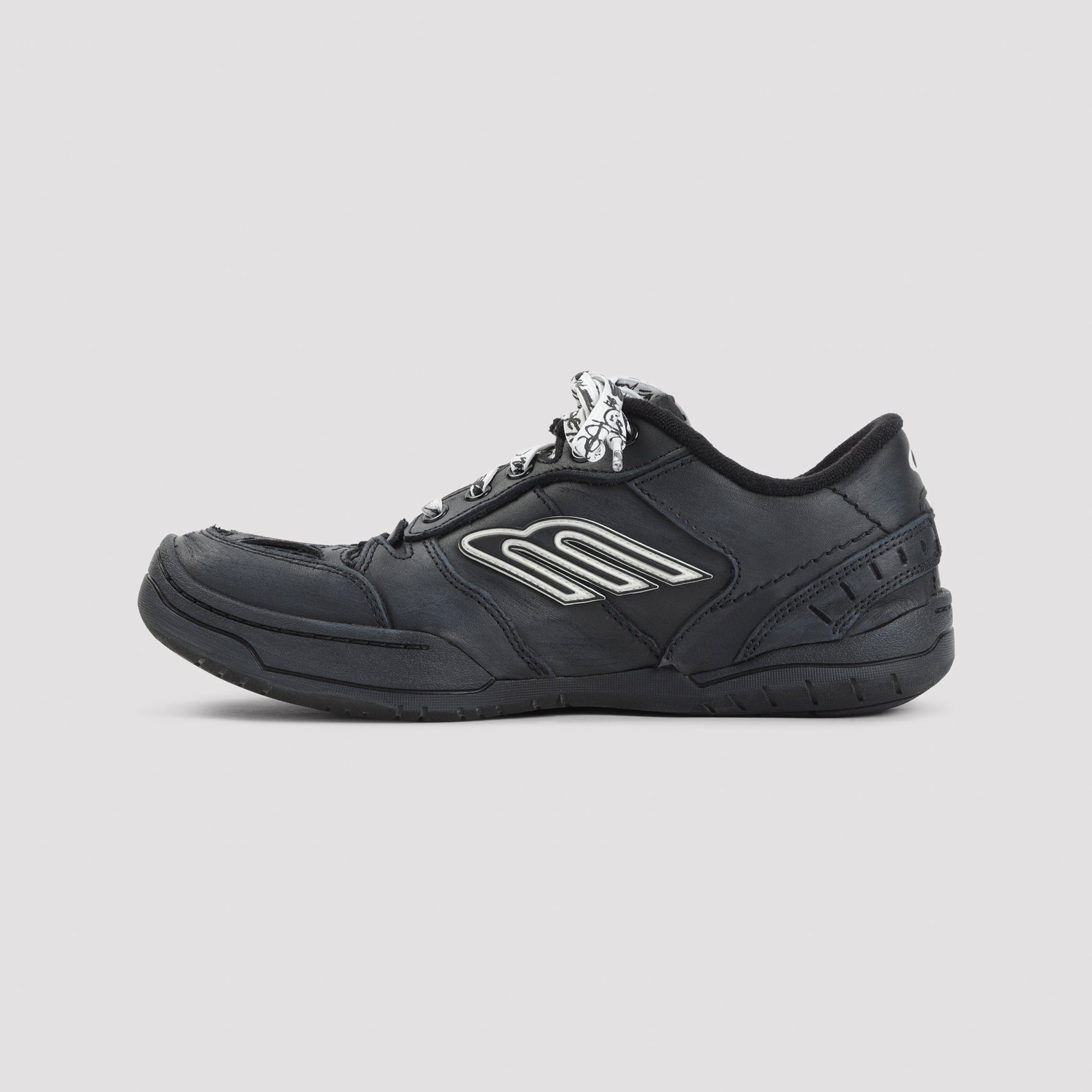 Hamptons Sneakers Black Leather Rubber Shoe