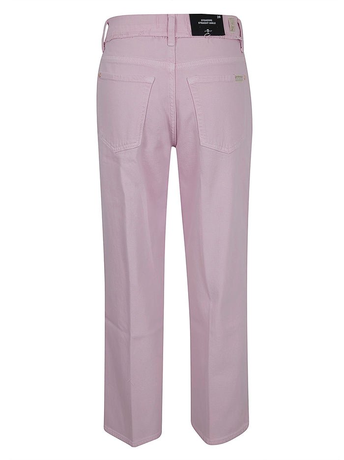 Stovepipe Straight Ankle Pink & Purple Cotton Ea Jean