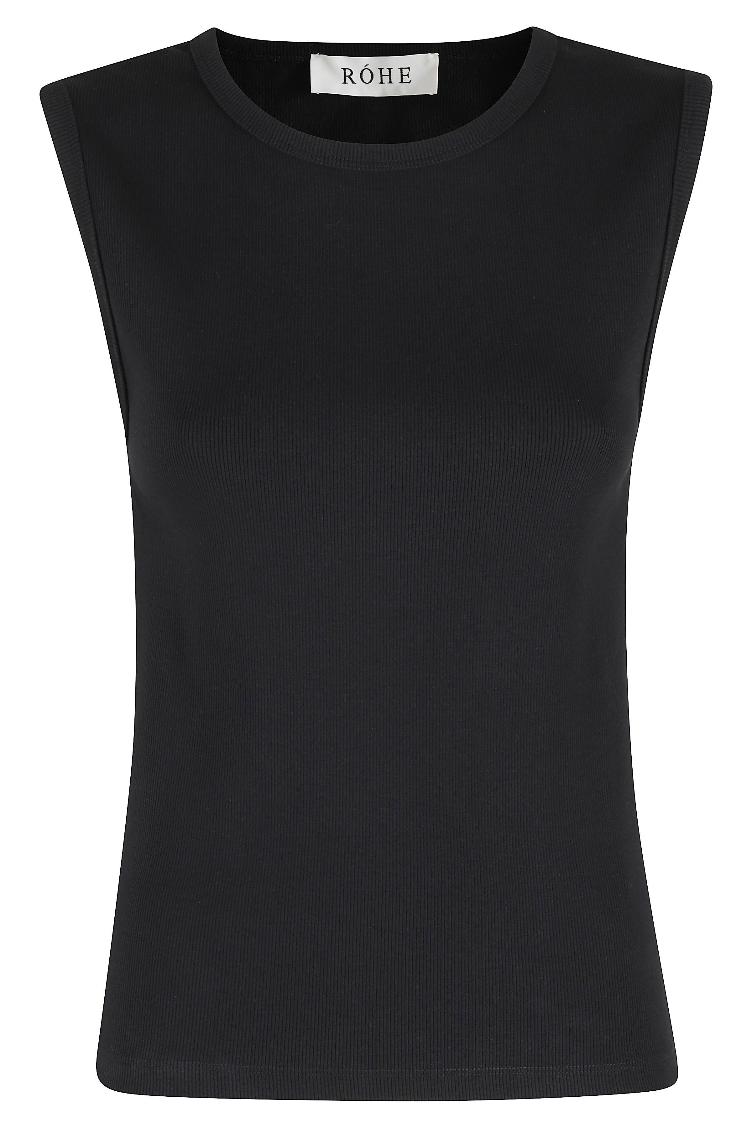 Dense Rib Tank Top Black Cotton - Organic Elastane