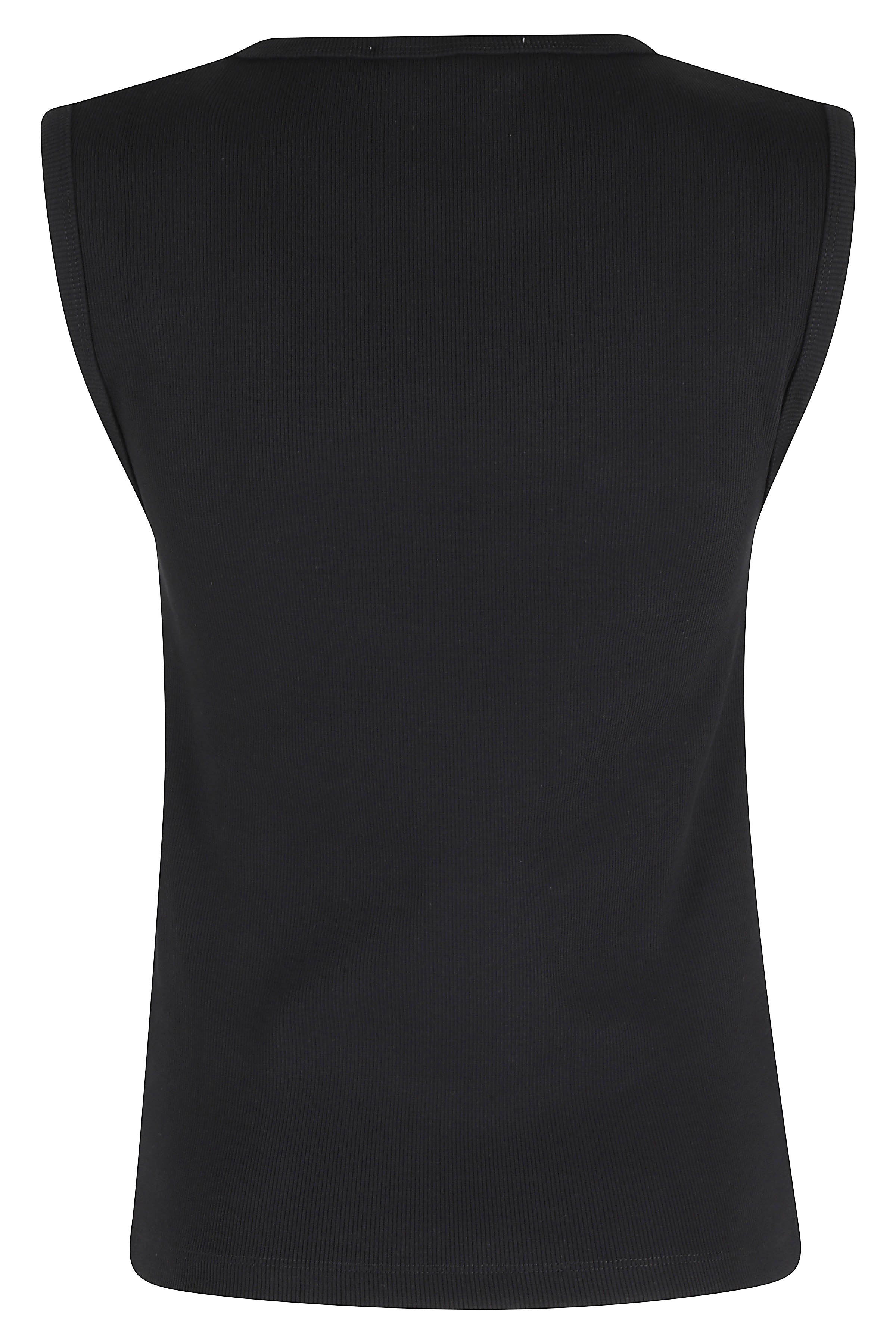 Dense Rib Tank Top Black Cotton - Organic Elastane