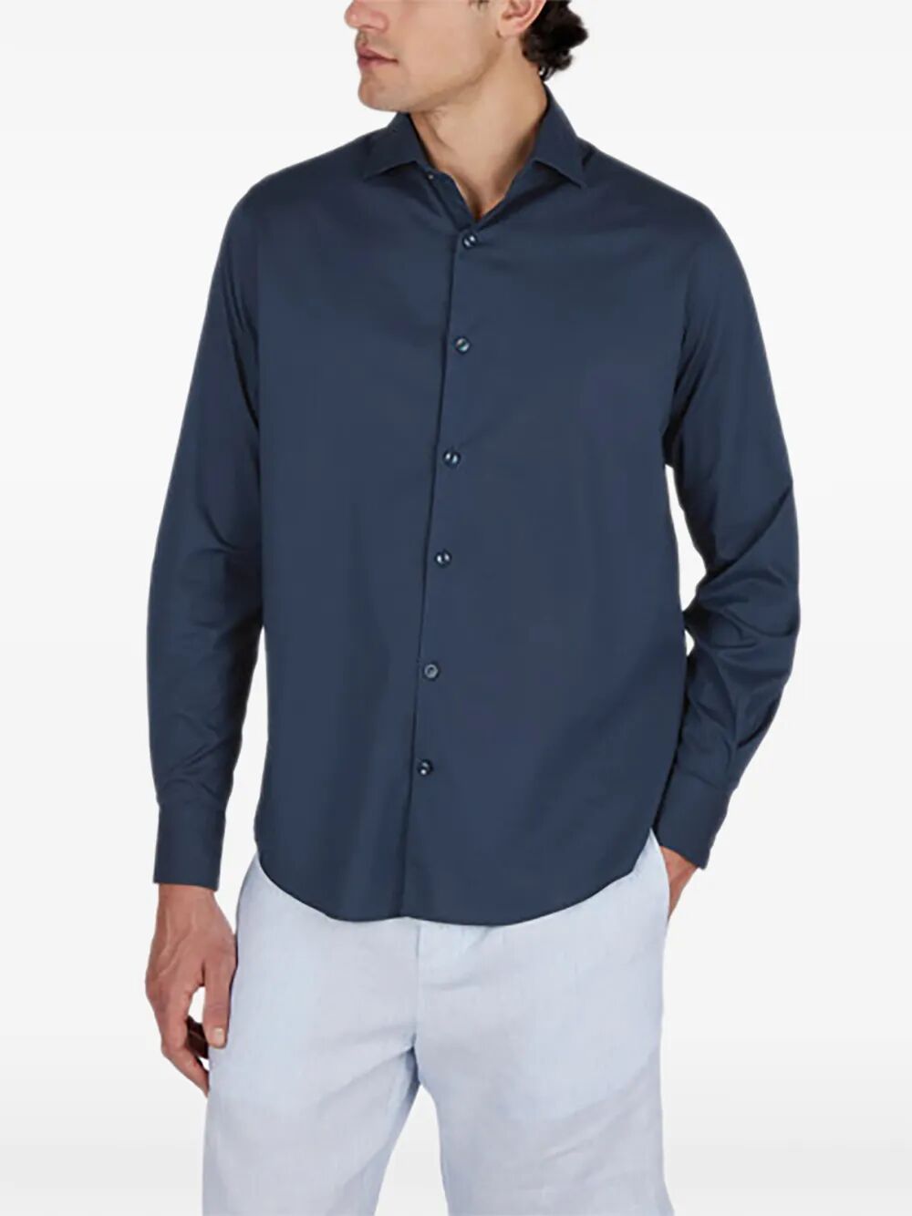 Shirt Blue Cotton Spandex