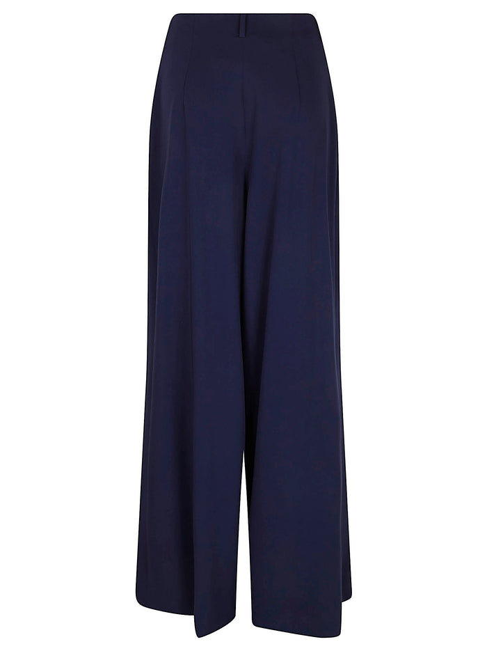 Greer-full Length-pleated Blue Wool Pantaloni