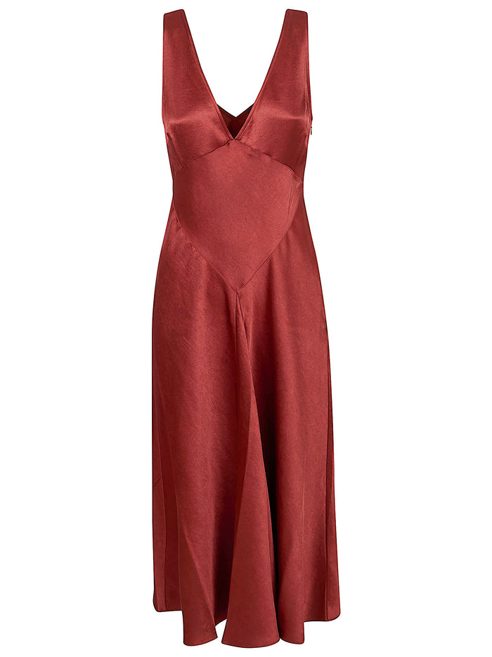 Woven-a Line-dresses Red Abito