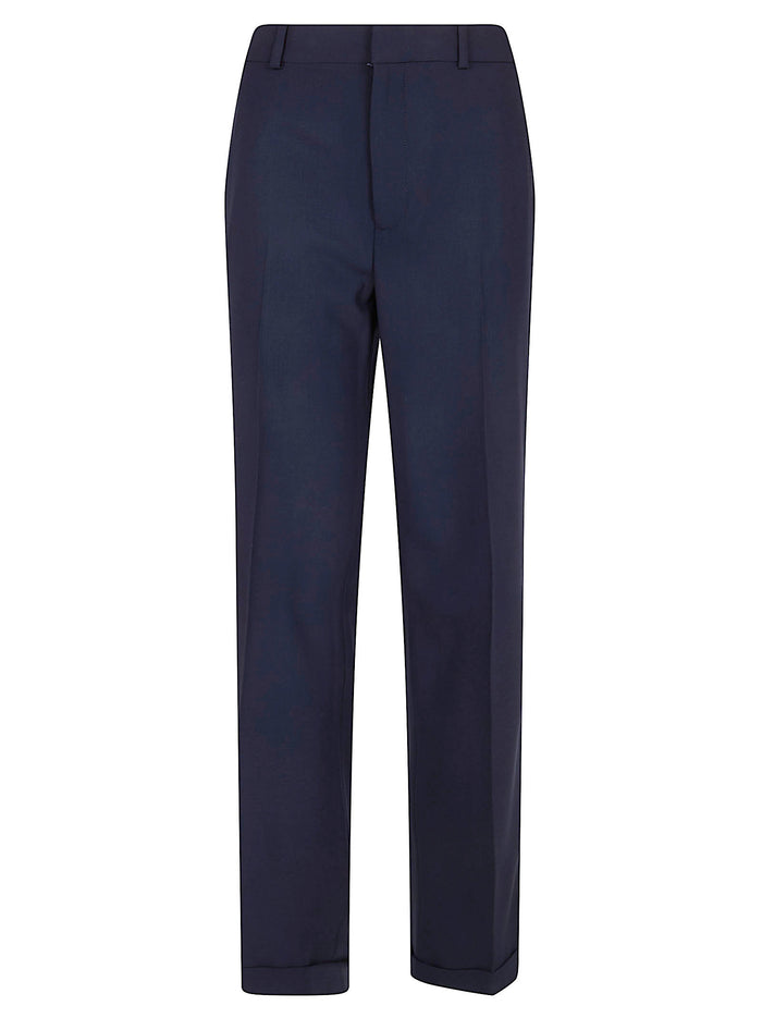 Woven-straight-pants Blue Wool Elastane Pantaloni