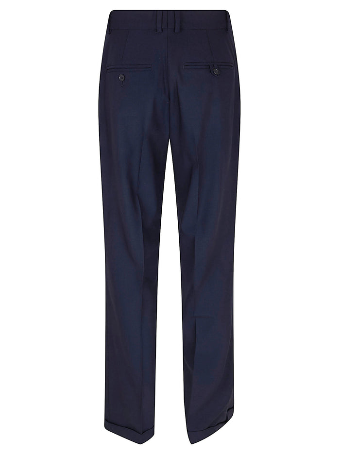 Woven-straight-pants Blue Wool Elastane Pantaloni