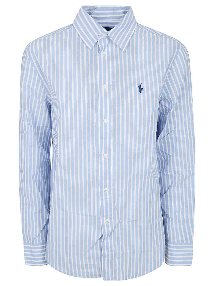 Woven-sport Shirt-shirt Blue Cotton Linen Camicia