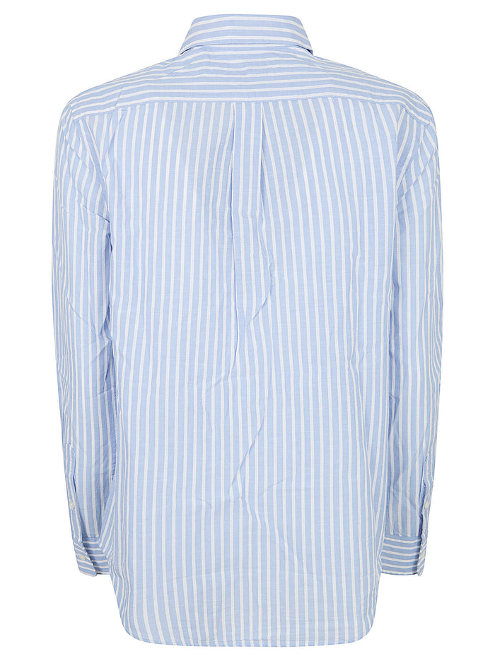 Woven-sport Shirt-shirt Blue Cotton Linen Camicia