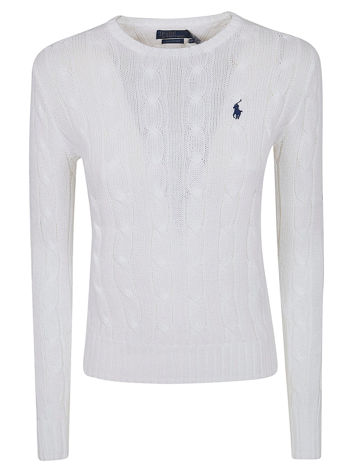 Julianna-long Sleeve-pullover White Cotton Maglia