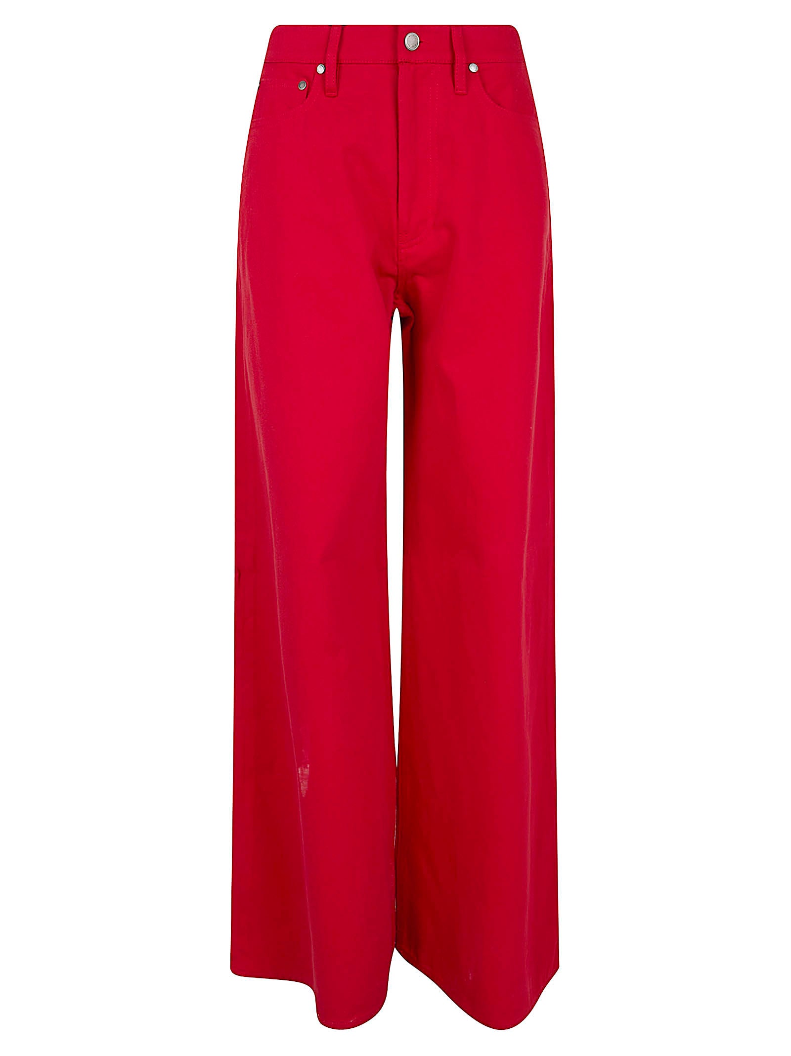 Collen-full Length-wide Red Cotton Pantaloni
