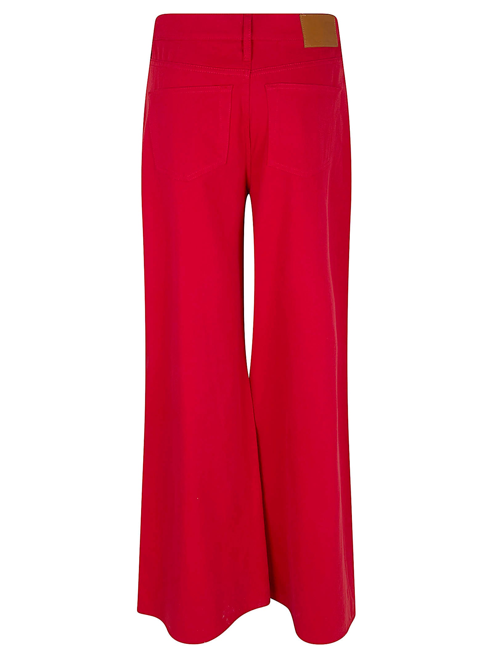 Collen-full Length-wide Red Cotton Pantaloni