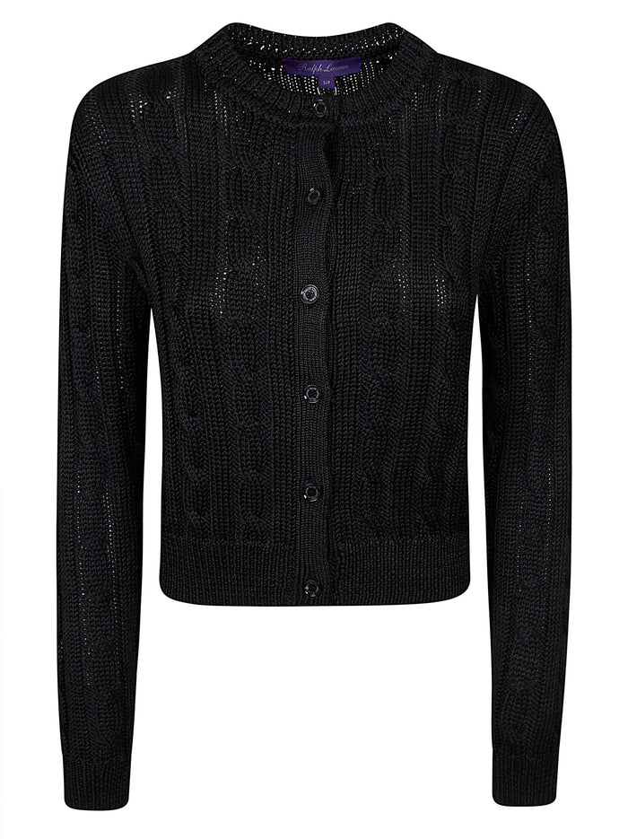 Crp Cbl Crd-long Sleeve-cardigan Black Silk (tussah) Maglia