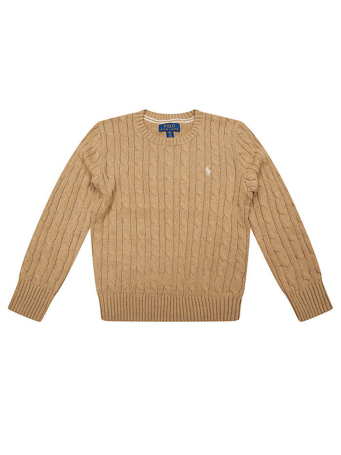 Ls Cable Cn-tops-sweater Brown Cotton Maglia