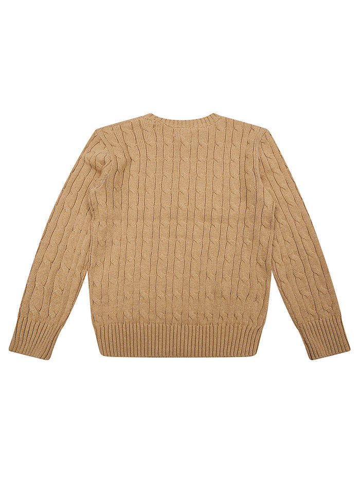 Ls Cable Cn-tops-sweater Brown Cotton Maglia