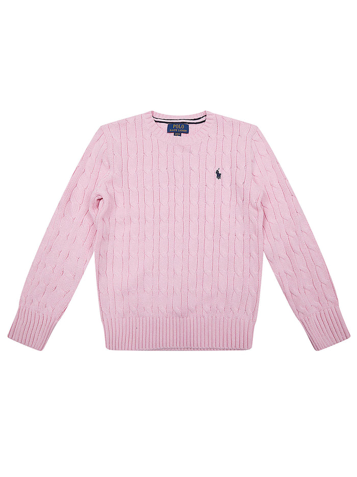 Ls Cable Cn-tops-sweater Pink & Purple Cotton Maglia