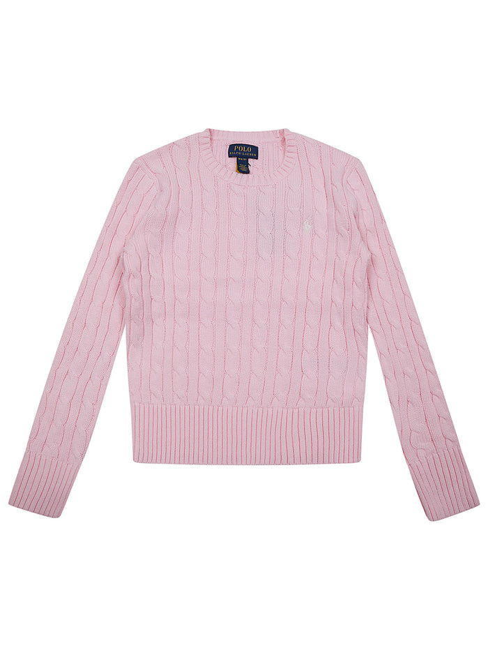 Cable Cn-sweater-pullover Pink & Purple Cotton Maglia