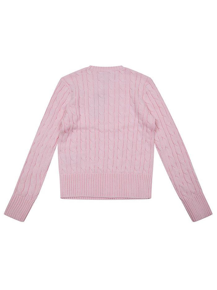 Cable Cn-sweater-pullover Pink & Purple Cotton Maglia