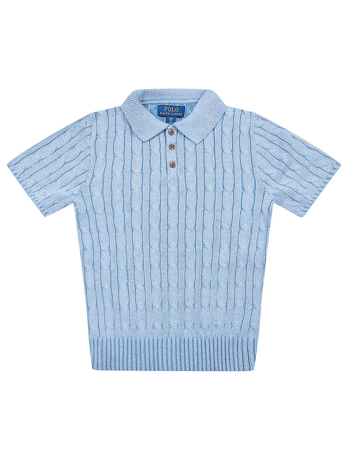 Ss Class Cbl-sweater-pullover Blue Cotton Maglia