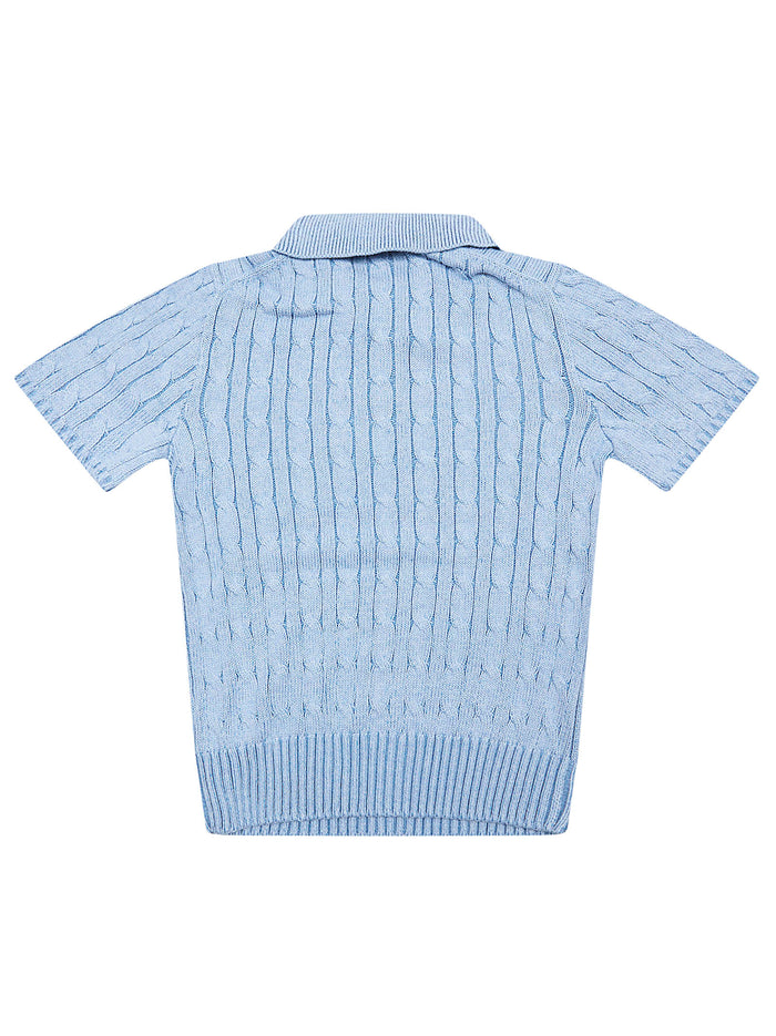 Ss Class Cbl-sweater-pullover Blue Cotton Maglia