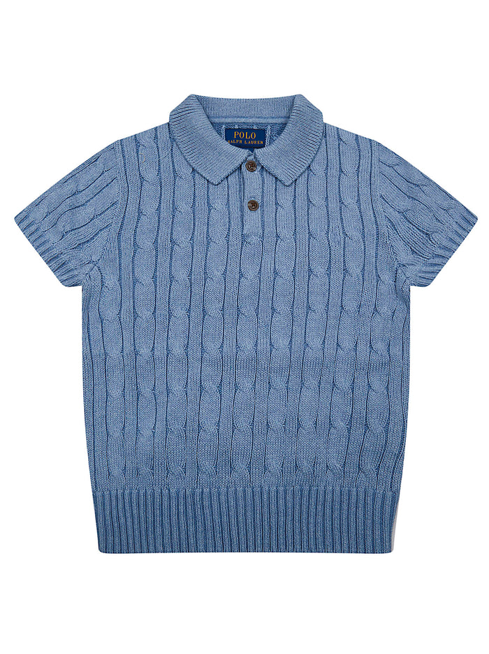 Ss Class Cbl-sweater-pullover Blue Cotton Maglia