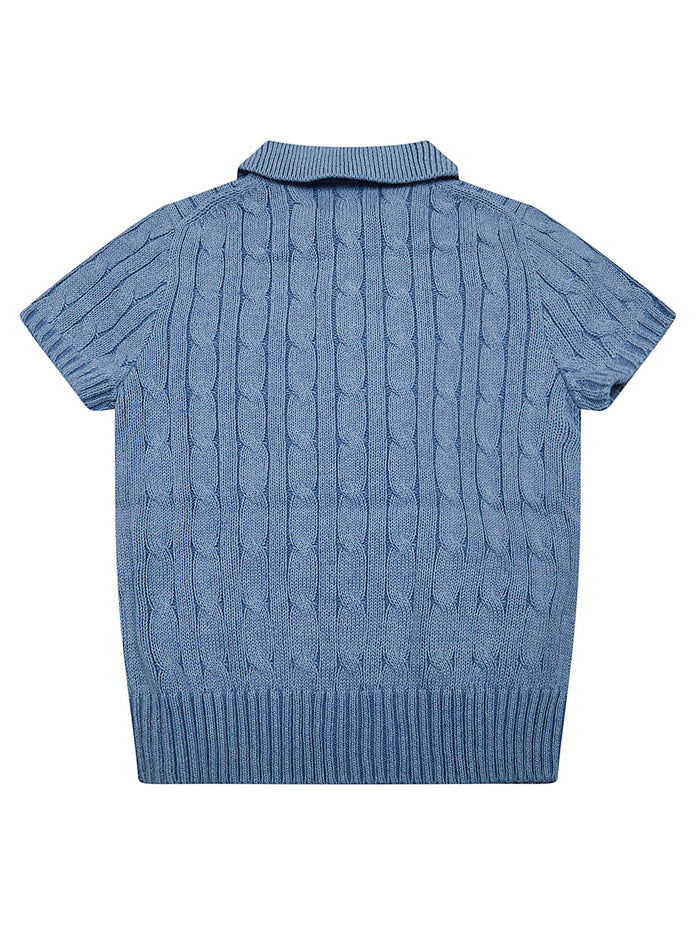 Ss Class Cbl-sweater-pullover Blue Cotton Maglia
