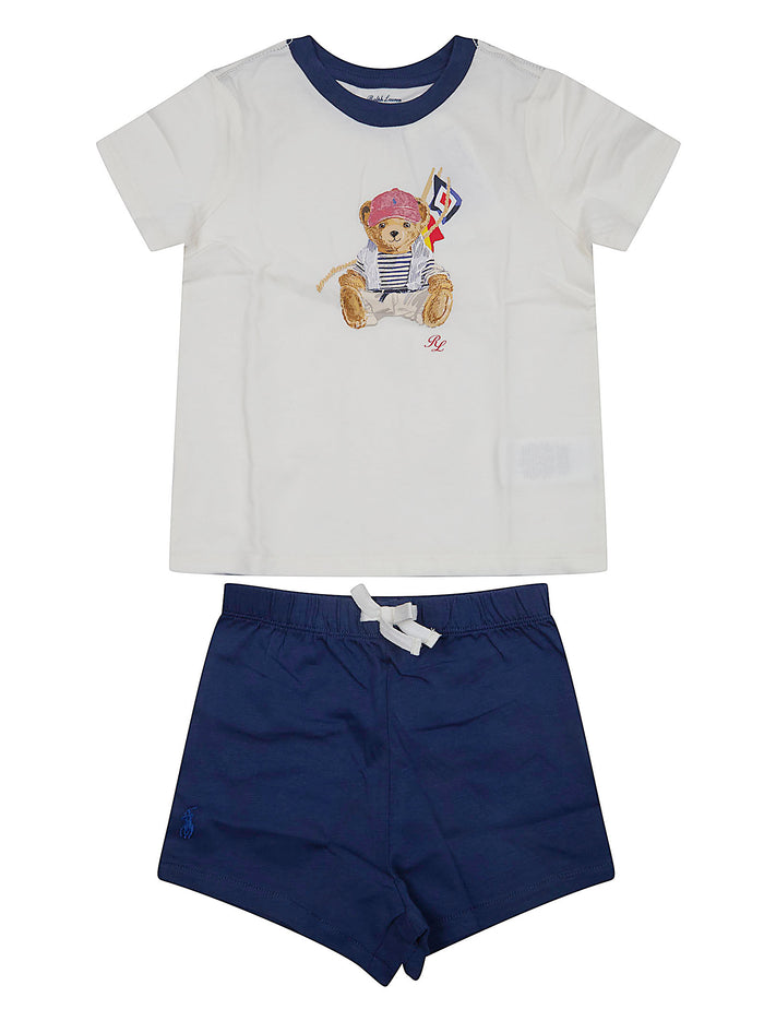 Knit-short Set-outfit Set Blue Cotton / Short: Completo
