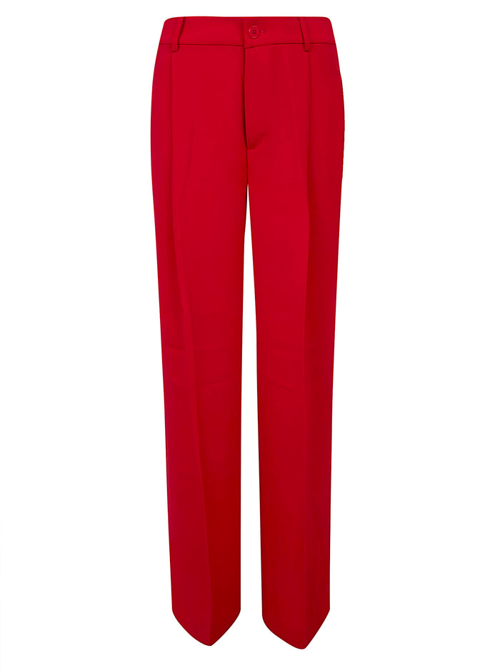Kirahn-full Length-pleated Red Polyester (recycled) Pantaloni