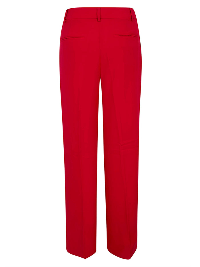 Kirahn-full Length-pleated Red Polyester (recycled) Pantaloni