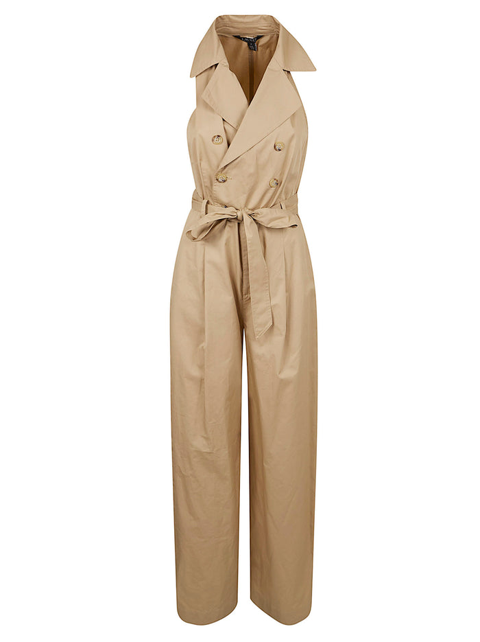 Woven-Wide Leg-Jumpsuit Brown Cotton Abito