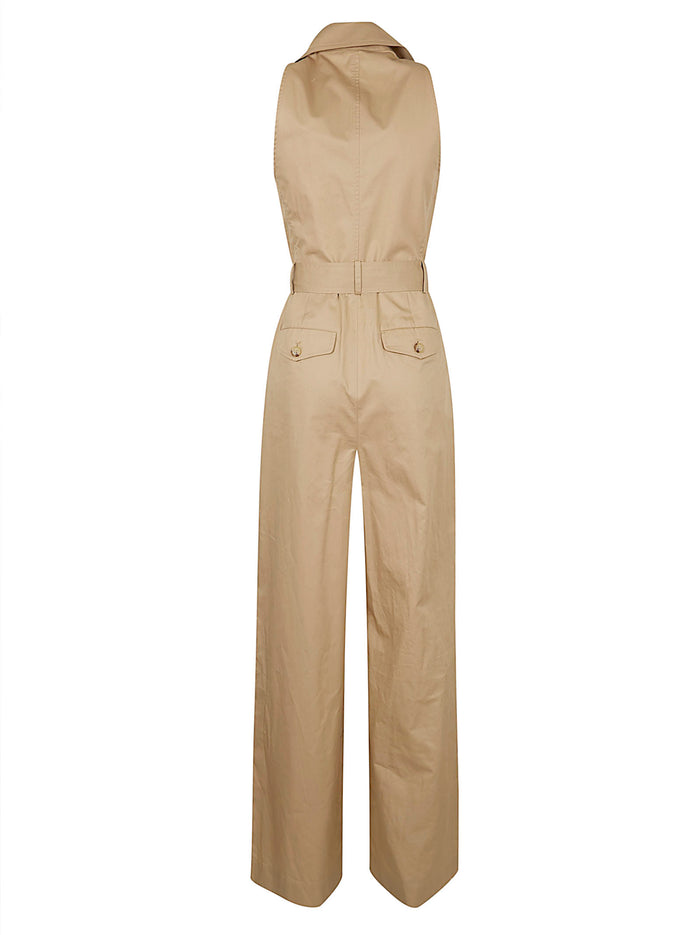 Woven-Wide Leg-Jumpsuit Brown Cotton Abito