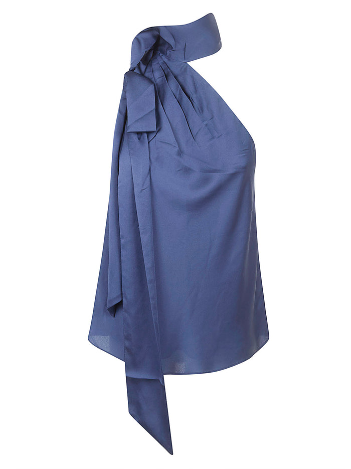 Woven-Camisole-Pullover Blue Polyester (recycled) Maglia