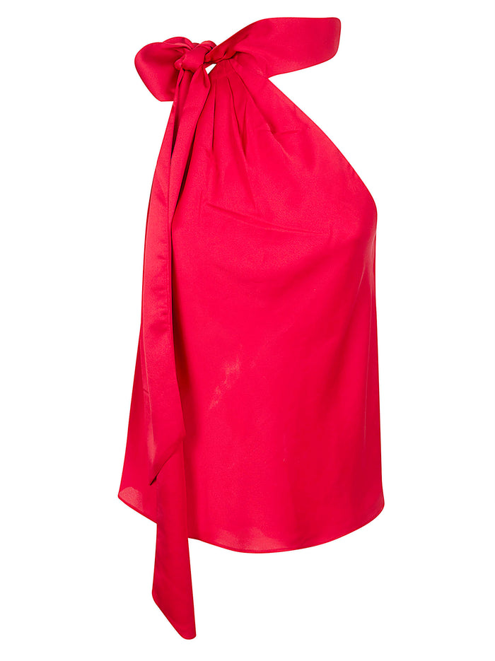 Woven-camisole-pullover Red Polyester (recycled) Maglia