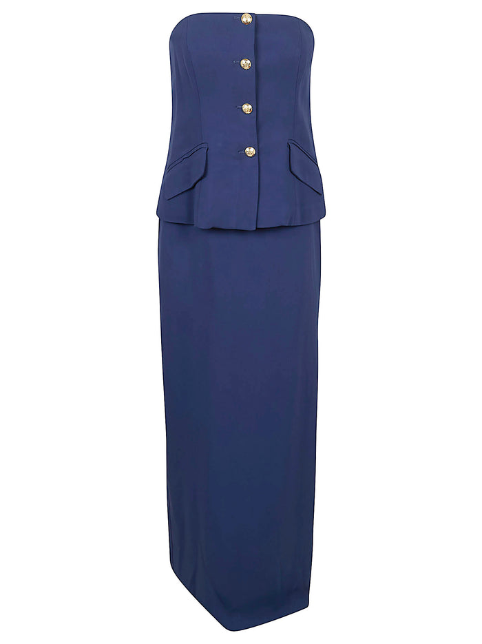 Woven-dresses Blue Viscose Elastane Abito