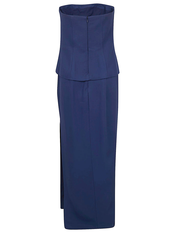 Woven-dresses Blue Viscose Elastane Abito