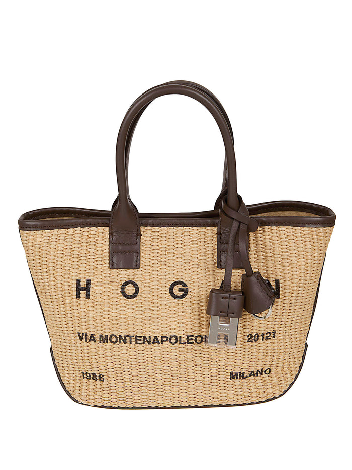 Address Shopping Mini Tess. Rafia Nude & Neutrals Tex Calfskin Borsa