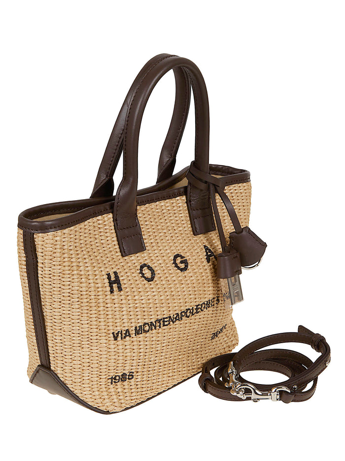 Address Shopping Mini Tess. Rafia Nude & Neutrals Tex Calfskin Borsa