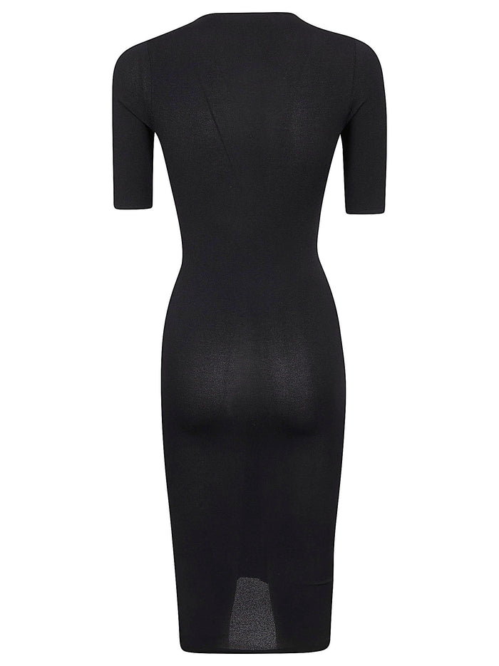 Abito Maglia | Rouche Stretch Viscose + Bow Black Polyester