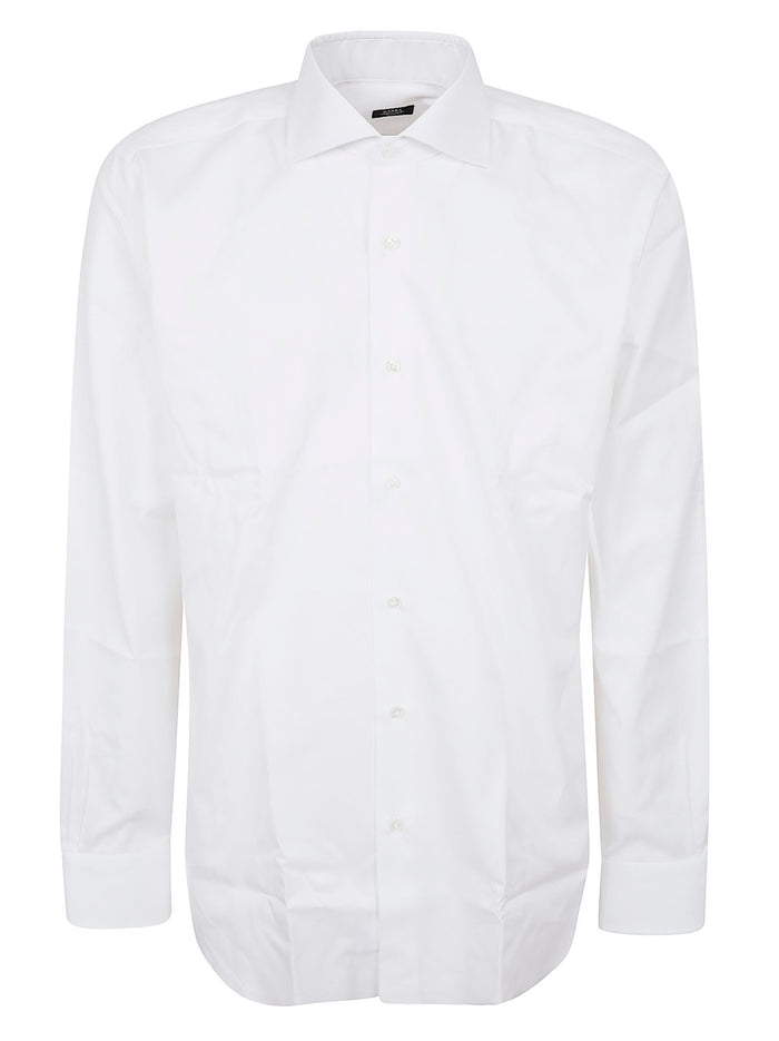 Neck Shirt White Cotton Camicia