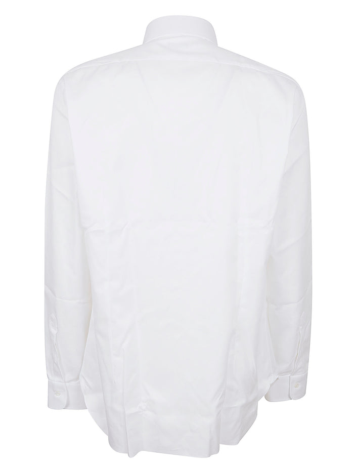 Neck Shirt White Cotton Camicia