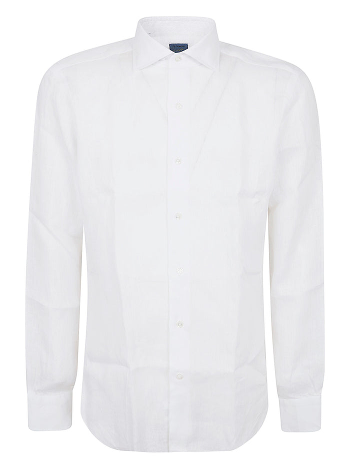 Neck Shirt White Linen Camicia