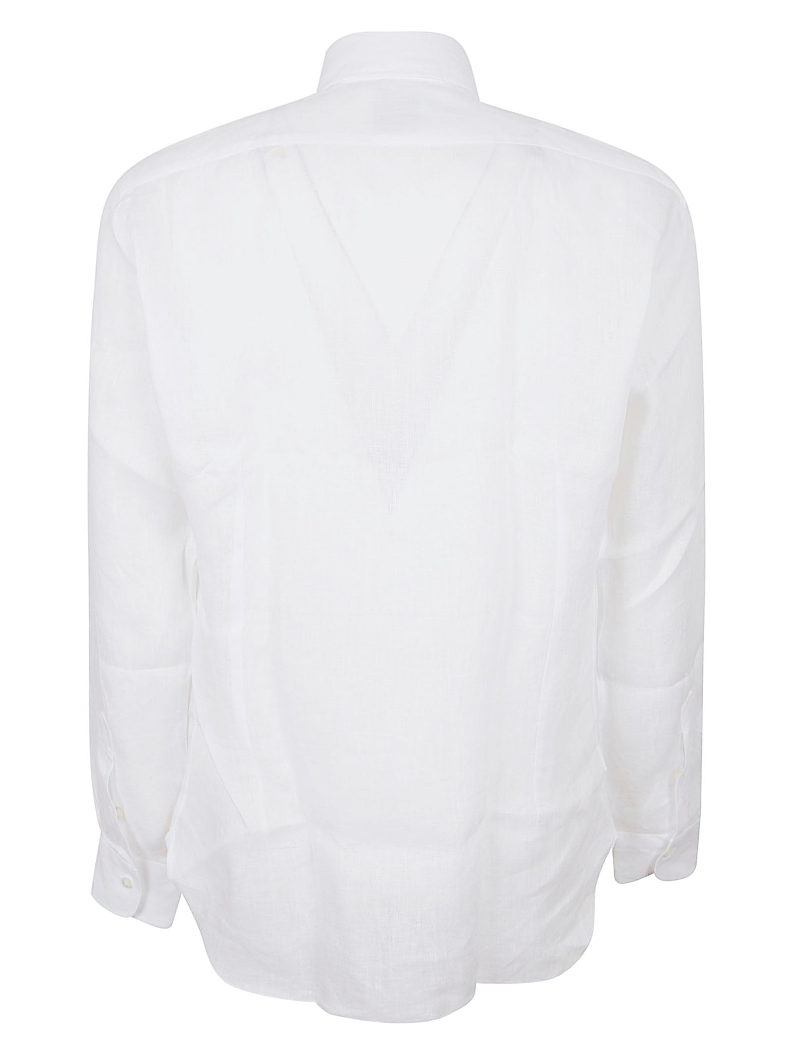 Neck Shirt White Linen Camicia