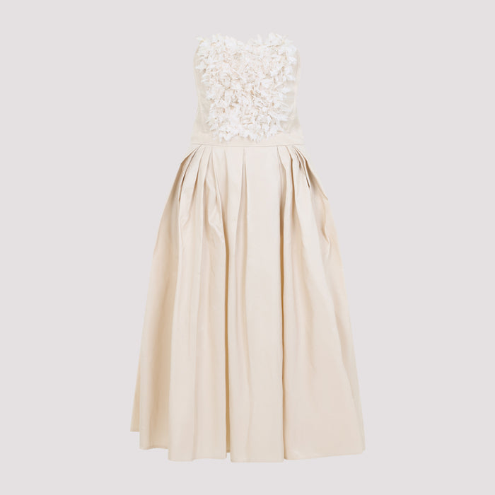 Embroidered Mini Dress Nude & Neutrals Polyester