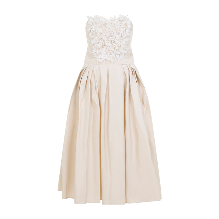 Embroidered Mini Dress Nude & Neutrals Polyester