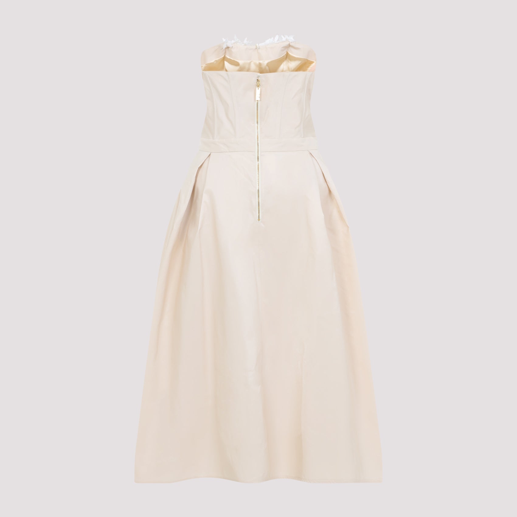 Embroidered Mini Dress Nude & Neutrals Polyester