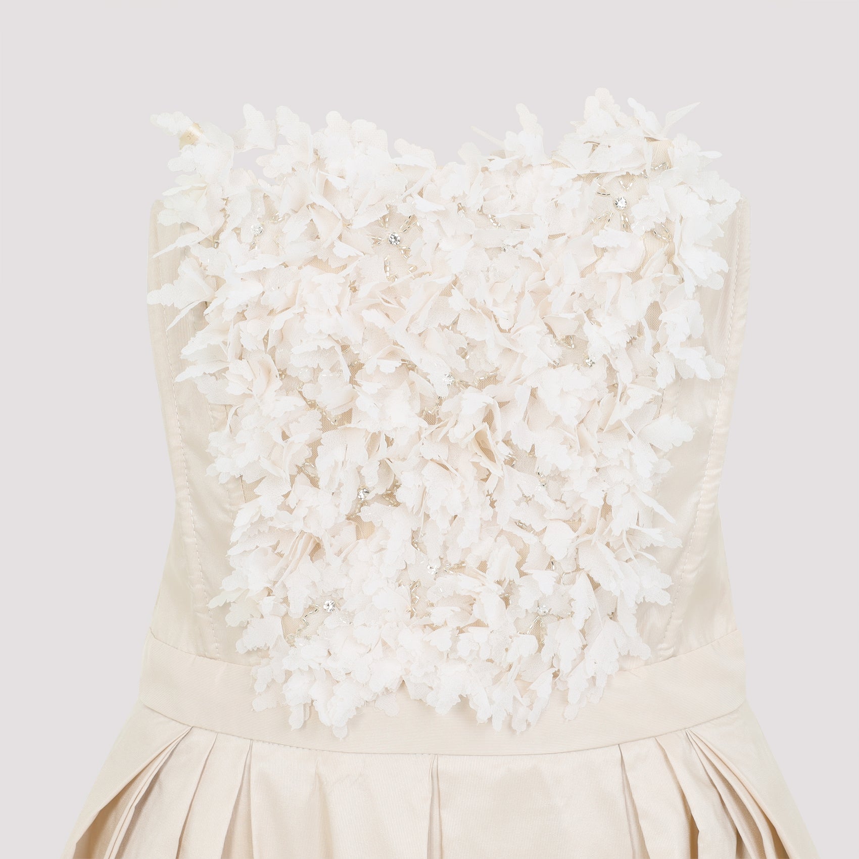 Embroidered Mini Dress Nude & Neutrals Polyester